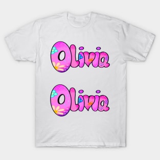 Olivia girls first name in pink pack of 2 personalised personalized customized name Olivia T-Shirt